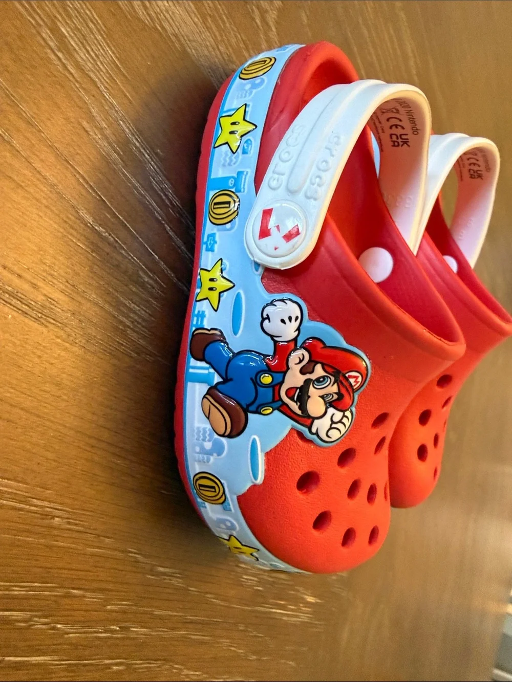 CROCS Kids Super Mario Red Clogs with White Strap
